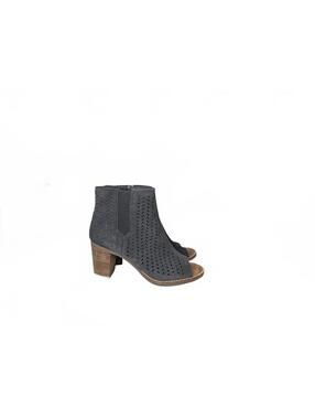 TOMS Majorca Peep Toe Bootie Gray Suede Ankle Boots Womens Size 7.5